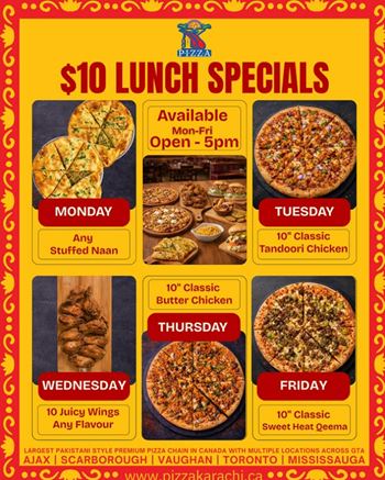 $10 Lunch Specials at Pizza Karachi