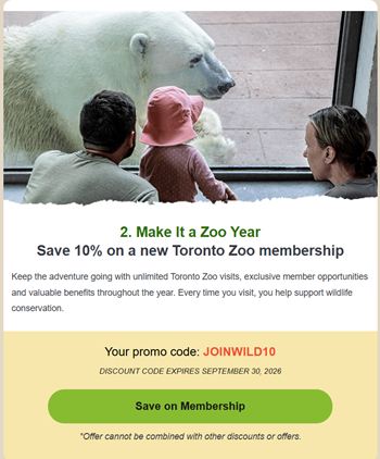 10% Off a Toronto Zoo Annual Membership
