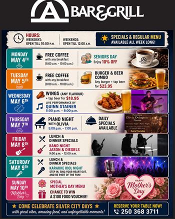 Arlington Bar & Grill Silver City Days Deals 2026 | Trail, BC