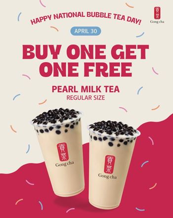 National Bubble Tea Day: Buy 1 Get 1 Free at Gong Cha
