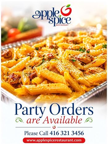 Party Orders Are Available at Apple Spice Restaurant!