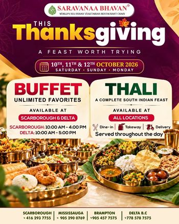 Saravanaa Bhavan Thanksgiving Buffet & Thali 202