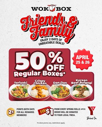 WokBox Friends & Family - 50% Off Regular Boxes (April 25 & 26)