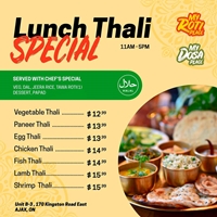 Lunch Thali at My Roti Place My Dosa Place-Ajax