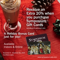 Get 20% more when you purchase Symposium Gift Cards
