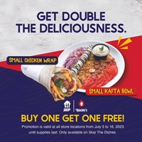 Buy One Get One Free promotion, exclusively on Skip the Dishes