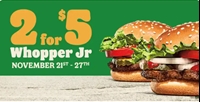 Exclusive offer for Royal Perks members! Get Whopper Jrs for just $5 + tax