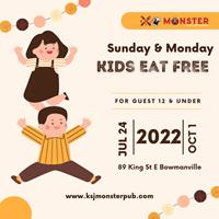 Kids eat free on Sunday and Monday at KSJ Monster Pub and Restaurant