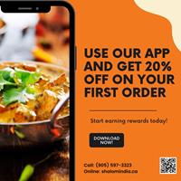 Use our app and get 20% off on your first order at Shalom India