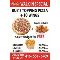 Walk in Special - Buy 3 Topping Pizza + 10 Wings at at Double Double Pizza & Chicken - Kingston Rd