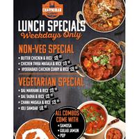 Lunch specials on weekdays at Charminar Pickering