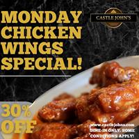 Monday Chicken wings special at Castle John's