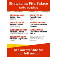 Daily Specials at Shawarma Pita Palace
