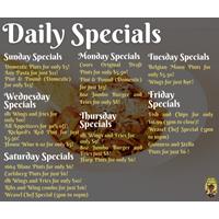 Daily Specials at The Waltzing Weasel