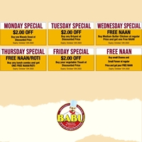 Babu Takeout And Catering: Daily Deals and Specials